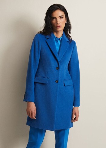 Phase Eight Lydia Blue Wool Smart Coats Turquoise Canada | MWSIXA-054